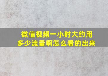 微信视频一小时大约用多少流量啊怎么看的出来