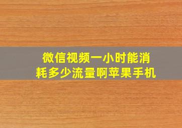 微信视频一小时能消耗多少流量啊苹果手机