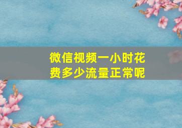 微信视频一小时花费多少流量正常呢