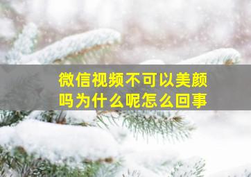 微信视频不可以美颜吗为什么呢怎么回事