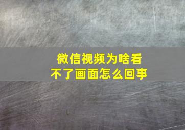 微信视频为啥看不了画面怎么回事