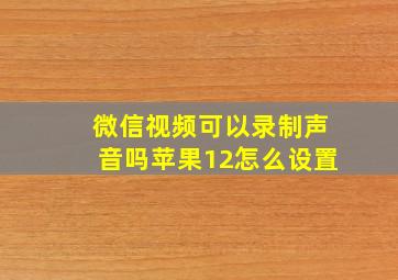 微信视频可以录制声音吗苹果12怎么设置