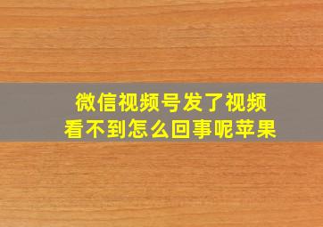 微信视频号发了视频看不到怎么回事呢苹果