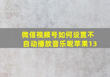 微信视频号如何设置不自动播放音乐呢苹果13