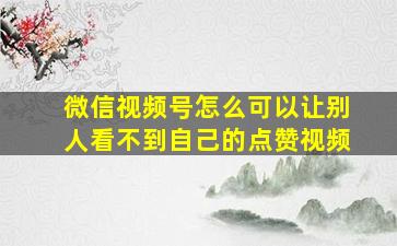 微信视频号怎么可以让别人看不到自己的点赞视频