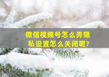 微信视频号怎么弄隐私设置怎么关闭呢?