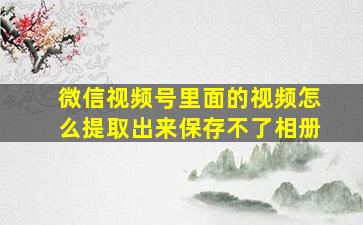 微信视频号里面的视频怎么提取出来保存不了相册