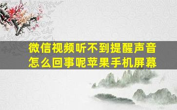 微信视频听不到提醒声音怎么回事呢苹果手机屏幕