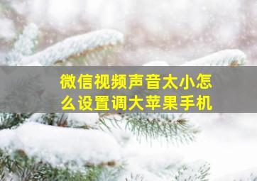 微信视频声音太小怎么设置调大苹果手机