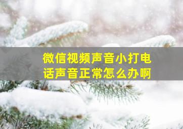 微信视频声音小打电话声音正常怎么办啊