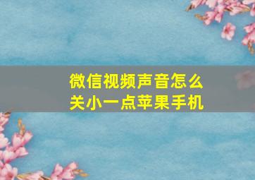 微信视频声音怎么关小一点苹果手机