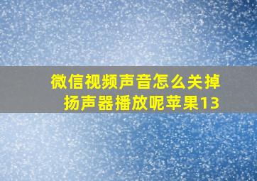 微信视频声音怎么关掉扬声器播放呢苹果13