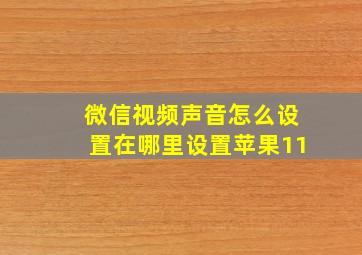 微信视频声音怎么设置在哪里设置苹果11