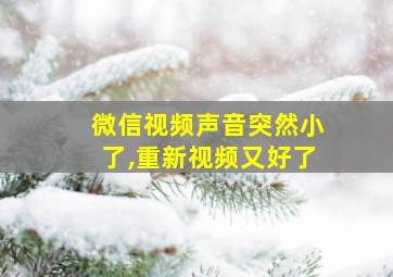 微信视频声音突然小了,重新视频又好了