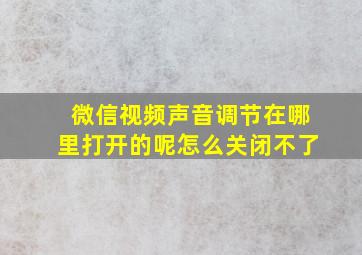 微信视频声音调节在哪里打开的呢怎么关闭不了