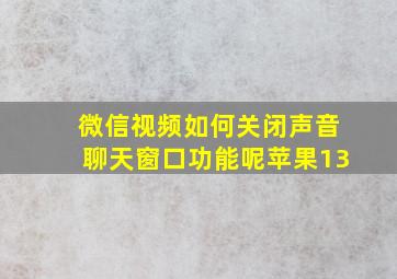 微信视频如何关闭声音聊天窗口功能呢苹果13