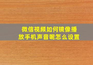 微信视频如何镜像播放手机声音呢怎么设置