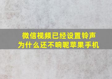 微信视频已经设置铃声为什么还不响呢苹果手机