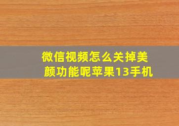 微信视频怎么关掉美颜功能呢苹果13手机