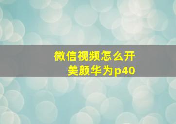 微信视频怎么开美颜华为p40