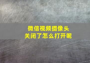 微信视频摄像头关闭了怎么打开呢