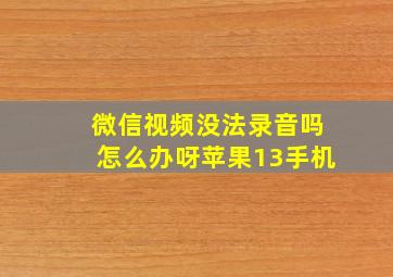 微信视频没法录音吗怎么办呀苹果13手机