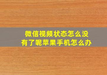 微信视频状态怎么没有了呢苹果手机怎么办