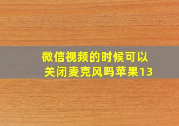 微信视频的时候可以关闭麦克风吗苹果13