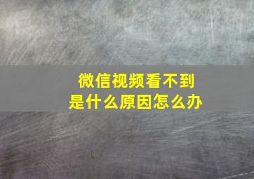 微信视频看不到是什么原因怎么办