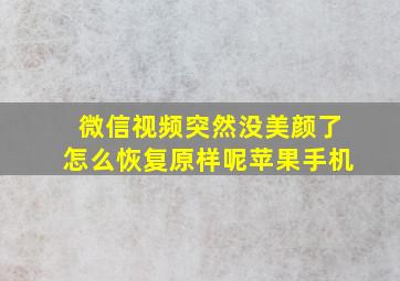 微信视频突然没美颜了怎么恢复原样呢苹果手机