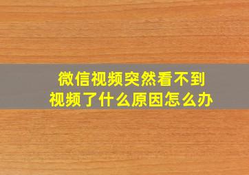 微信视频突然看不到视频了什么原因怎么办