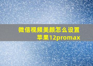 微信视频美颜怎么设置苹果12promax