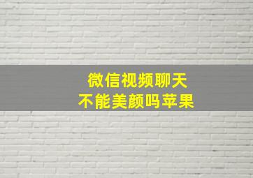 微信视频聊天不能美颜吗苹果