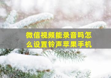 微信视频能录音吗怎么设置铃声苹果手机