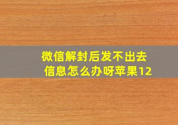 微信解封后发不出去信息怎么办呀苹果12