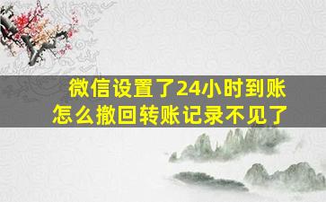 微信设置了24小时到账怎么撤回转账记录不见了