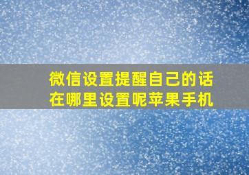 微信设置提醒自己的话在哪里设置呢苹果手机