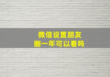 微信设置朋友圈一年可以看吗