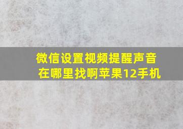 微信设置视频提醒声音在哪里找啊苹果12手机