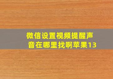 微信设置视频提醒声音在哪里找啊苹果13