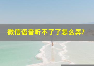 微信语音听不了了怎么弄?