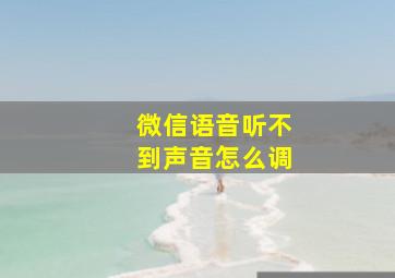 微信语音听不到声音怎么调