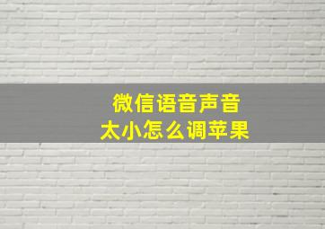 微信语音声音太小怎么调苹果