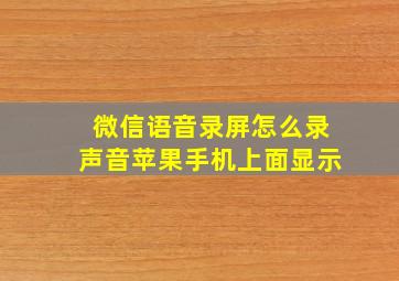 微信语音录屏怎么录声音苹果手机上面显示