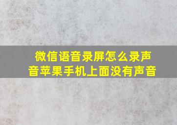 微信语音录屏怎么录声音苹果手机上面没有声音