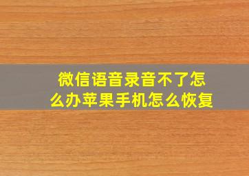 微信语音录音不了怎么办苹果手机怎么恢复