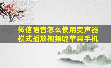 微信语音怎么使用变声器模式播放视频呢苹果手机