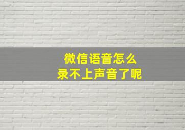 微信语音怎么录不上声音了呢