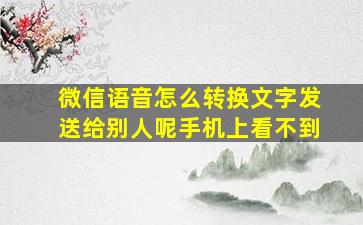 微信语音怎么转换文字发送给别人呢手机上看不到