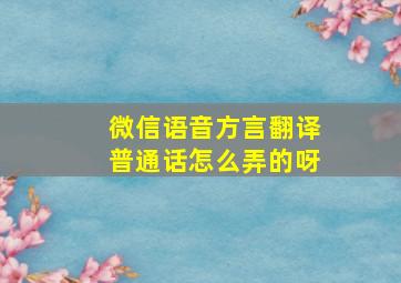 微信语音方言翻译普通话怎么弄的呀